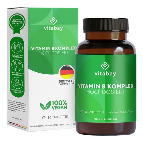Vitamin B Komplex Biotin B6 B5 B1 + B12 vegan, 180 Stk., Vitabay CV Vitamin B Komplex Biotin B6 B5 B1 + B12 vegan, 180 Stk., Vitabay CV