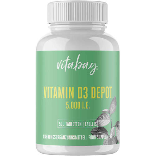 Vitamin D3 Depot 5000 IE Cholecalciferol vegan, 500 Stk., Vitabay CV