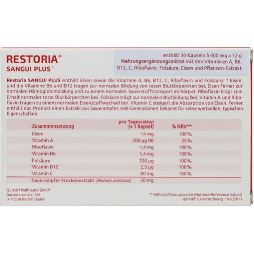 Restoria Sangui Plus, 30 Stk., IMstam healthcare GmbH