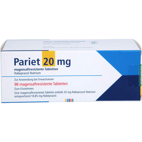 PARIET 20 mg magensaftresistente Tabletten, 98 Stk., Eurimpharm Arzneimittel GmbH