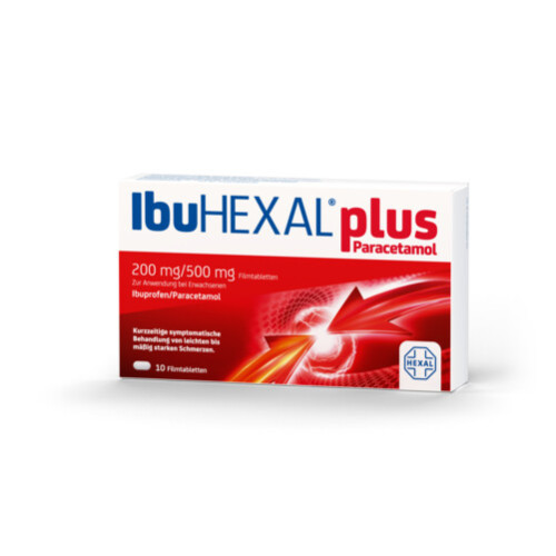 IbuHEXAL plus Paracetamol 200 mg/500 mg FTA, 10 Stk., HEXAL AG