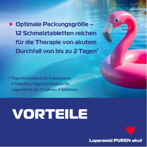 Loperamid PUREN akut 2 mg Schmelztabletten, 6 Stk., PUREN Pharma GmbH & Co. KG