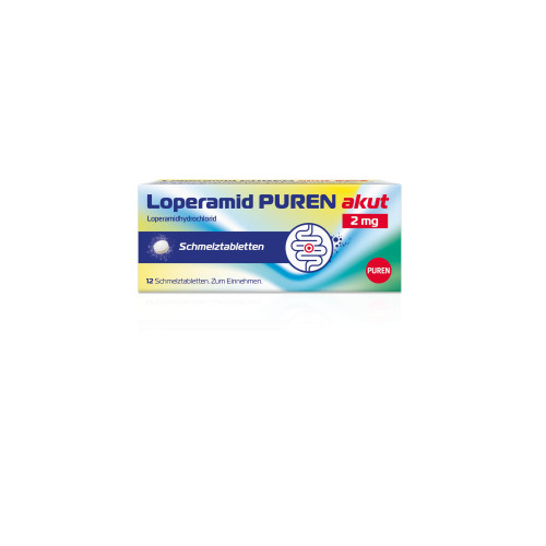 Loperamid PUREN akut 2 mg Schmelztabletten, 12 Stk., PUREN Pharma GmbH & Co. KG