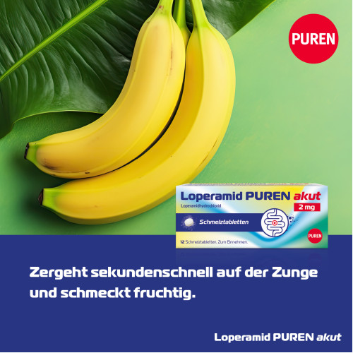 Loperamid PUREN akut 2 mg Schmelztabletten, 12 Stk., PUREN Pharma GmbH & Co. KG