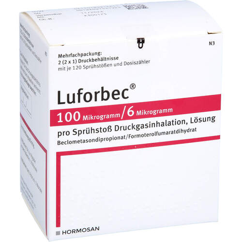 Luforbec 100 ug/6 ug 120 Hübe Dosieraerosol, 2 Stk., Hormosan Pharma GmbH