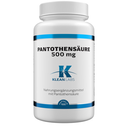 Pantothens&auml;ure (B5) 500 mg KLEAN LABS, 100 Stk., Supplementa GmbH