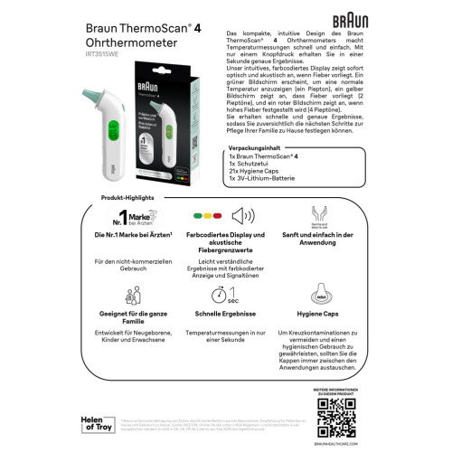 Braun ThermoScan 4 Ohrthermometer, 1 Stk., Kaz Europe Sa