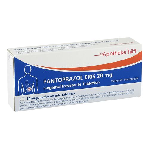Pantoprazol Eris 20 mg magensaftresistente Tabl., 14 Stk., NOWEDA Apothekergenossenschaft eG Pantoprazol Eris 20 mg magensaftresistente Tabl., 14 Stk., NOWEDA Apothekergenossenschaft eG