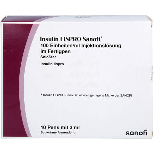 Insulin Lispro Sanofi 100 E/ml Inj.-Lsg.Fertigpen, 10x3 ml, kohlpharma GmbH