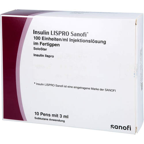 Insulin Lispro Sanofi 100 E/ml Inj.-Lsg.Fertigpen, 10x3 ml, kohlpharma GmbH