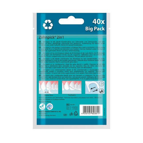 miradent Zahnpick Zahnseide 2in1 Minze, 40 Stk., Hager Pharma GmbH