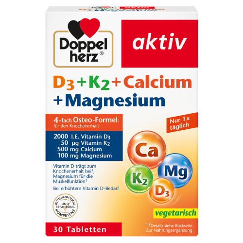 Doppelherz D3 + K2 + Calcium + Magnesium, 30 Stk., Queisser Pharma GmbH & Co. KG