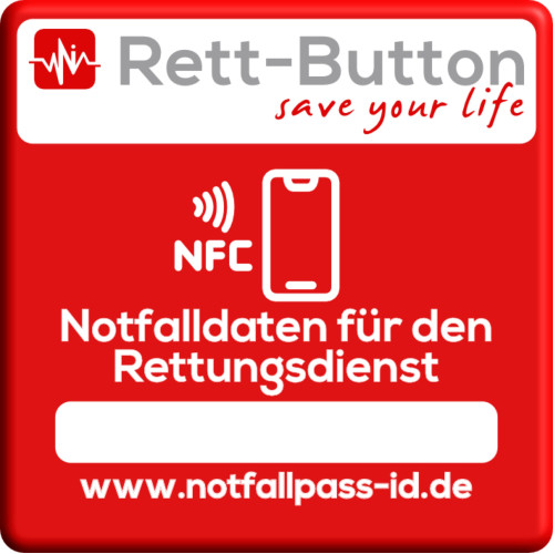 Rett-Button Set 6x6cm und 3x3cm, 1 Pck., Notfall-ID