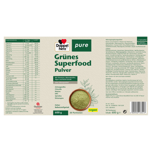 Doppelherz Grünes Superfood pure, 600 g, Queisser Pharma GmbH & Co. KG