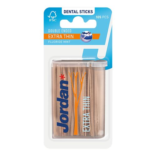 Jordan Zahnhölzer Dental Sticks Extra Thin, 105 Stk., Megadent Deflogrip Gerhard Reeg GmbH