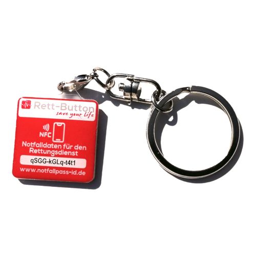 NFC Rett-Button Schlüsselanhänger, 1 Stk., Notfall-ID