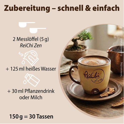 ReiChi Zen Pilz-Kaffee mit Reishi Chaga Cordyceps Lions Mane, 150 g, Dr. Jacob's Medical GmbH