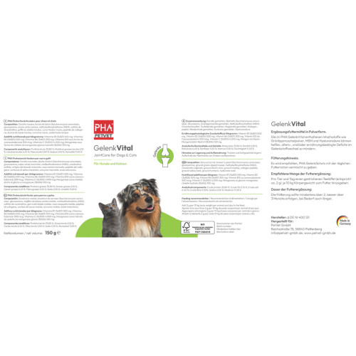 PHA GelenkVital für Hunde und Katzen, 150 g, PetVet GmbH