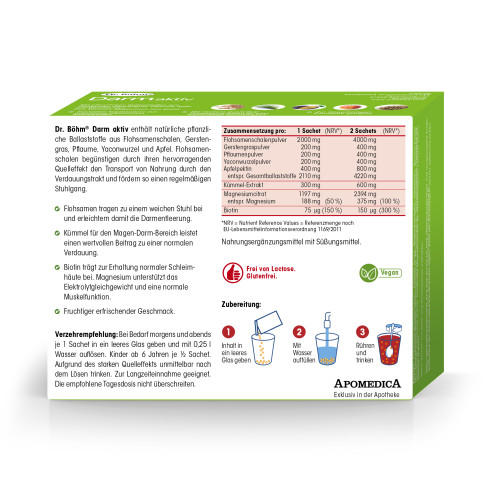 Dr. B&ouml;hm Darm aktiv, 20x6,3 g, Apomedica Pharmazeutische Produkte GmbH