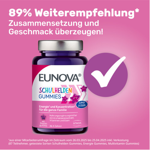 EUNOVA SCHULHELDEN GUMMIES, 60 Stk., STADA Consumer Health Deutschland GmbH