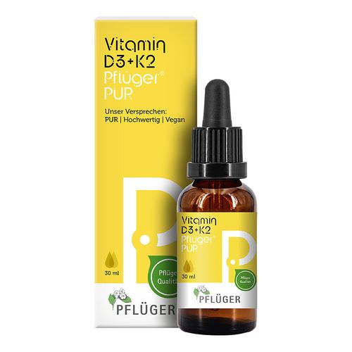 Vitamin D3+K2 Pflueger PUR 500 I.E. / 25 ug, 30 ml, Homöopathisches Laboratorium Alexander Pflüger GmbH & Co. KG Vitamin D3+K2 Pflueger PUR 500 I.E. / 25 ug, 30 ml, Homöopathisches Laboratorium Alexander Pflüger GmbH & Co. KG
