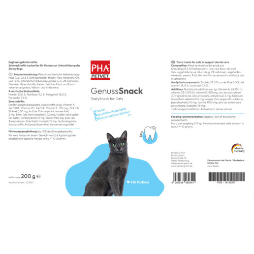 PHA GenussSnack für Katzen, 200 g, PetVet GmbH