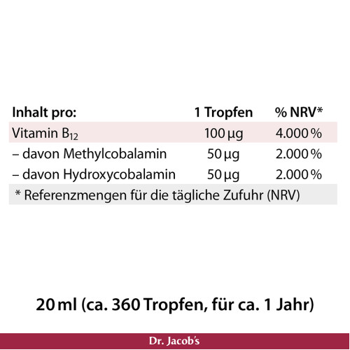 Vitamin B12 Tropfen Methylcobalamin Dr. Jacob's, 20 ml, Dr. Jacob's Medical GmbH