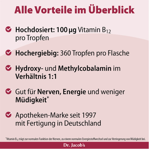 Vitamin B12 Tropfen Methylcobalamin Dr. Jacob's, 20 ml, Dr. Jacob's Medical GmbH