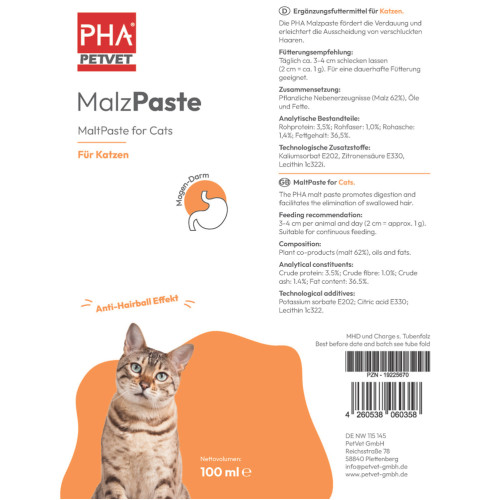 PHA MalzPaste für Katzen, 100 ml, PetVet GmbH