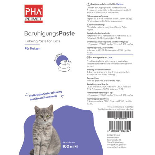 PHA BeruhigungsPaste für Katzen, 100 ml, PetVet GmbH