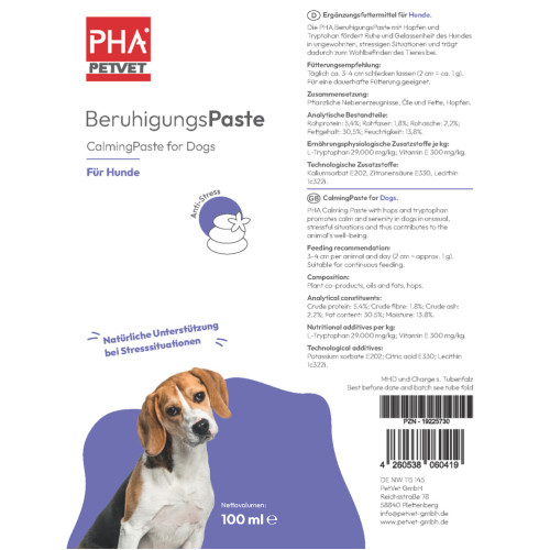 PHA BeruhigungsPaste für Hunde, 100 ml, PetVet GmbH