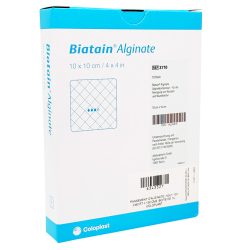 BIATAIN Alginate Kompressen 10x10 cm, 10 Stk., Adequapharm GmbH