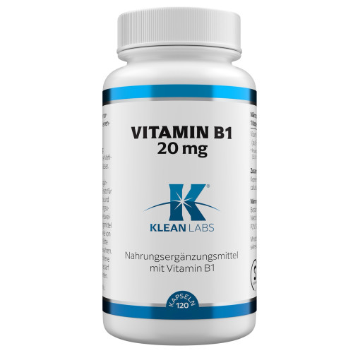 Vitamin B1 20 mg KLEAN LABS, 120 Stk., Supplementa GmbH