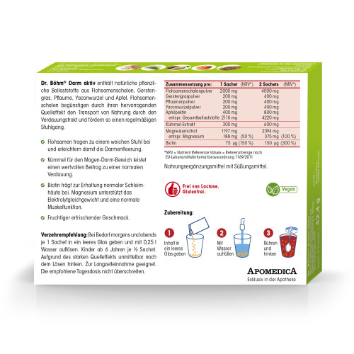 DR. B&ouml;hm Darm aktiv, 6x6,3 g, Apomedica Pharmazeutische Produkte GmbH