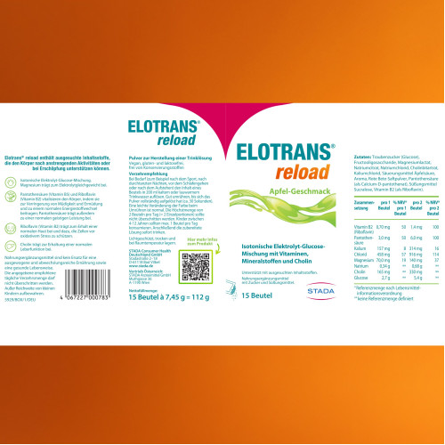 ELOTRANS RELOAD APFEL, 15x7,45 g, STADA Consumer Health Deutschland GmbH