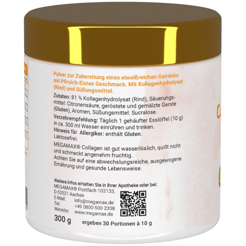 Collagen Clear Glow - Kollagen Peptide Pfirsich, 300 g, Megamax B.V.