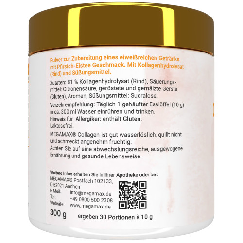 Collagen Clear Glow - Kollagen Peptide Pfirsich, 300 g, Megamax B.V.