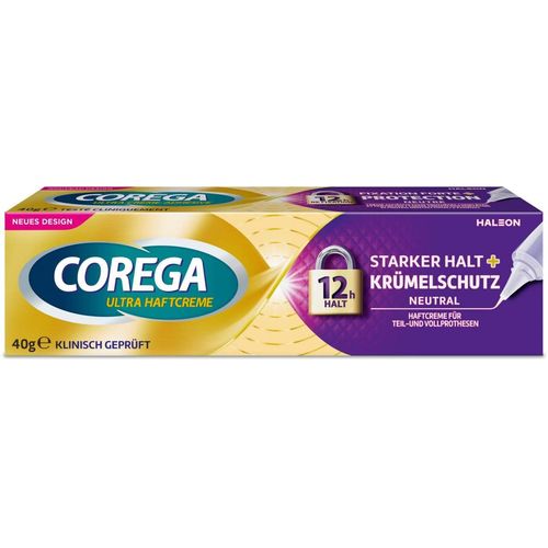 COREGA Ultra Haftcreme Starker Halt + Kr&uuml;melschutz, 40 g, Haleon Germany GmbH