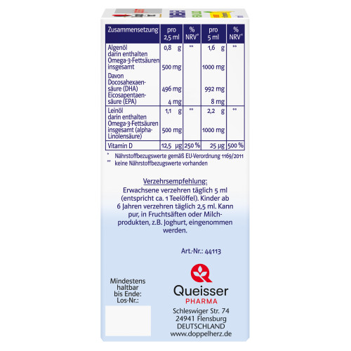 Doppelherz Omega-3 Vegan Liquid 2000 system, 100 ml, Queisser Pharma GmbH & Co. KG