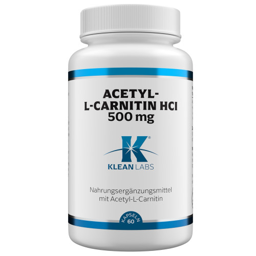Acetyl-L-Carnitin HCl 500 mg KLEAN LABS, 60 Stk., Supplementa GmbH