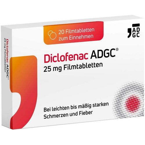 Diclofenac ADGC 25 mg Filmtabletten, 20 Stk., Zentiva Pharma GmbH