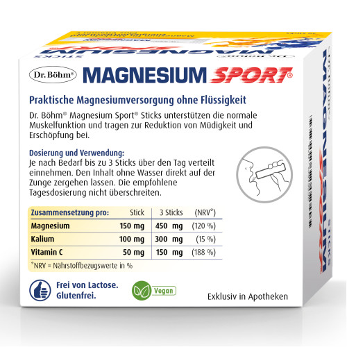 Dr. B&ouml;hm Magnesium Sport Sticks, 40x1,5 g, Apomedica Pharmazeutische Produkte GmbH