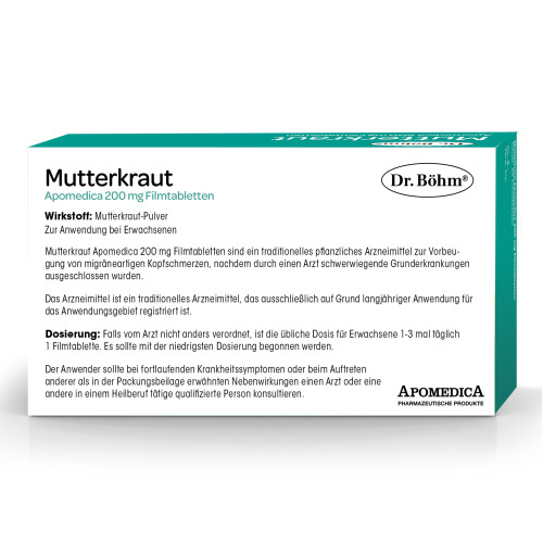 Mutterkraut Apomedica 200mg Filmtabletten, 60 Stk., Apomedica Pharmazeutische Produkte GmbH