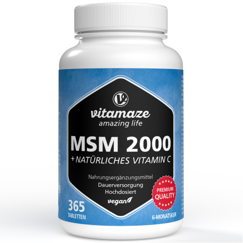 MSM 2000 + Vitamin C Acerola Extrakt, 365 Stk., Vitamaze GmbH