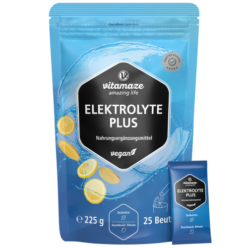 Elektrolyte Plus Vitamin C + B-Vitamine Zitrone, 25x9 g, Vitamaze GmbH