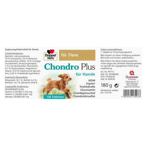 Doppelherz für Tiere Chondro Plus für Hunde, 120 Stk., Queisser Pharma GmbH & Co. KG