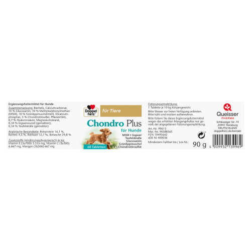 Doppelherz für Tiere Chondro Plus für Hunde, 60 Stk., Queisser Pharma GmbH & Co. KG