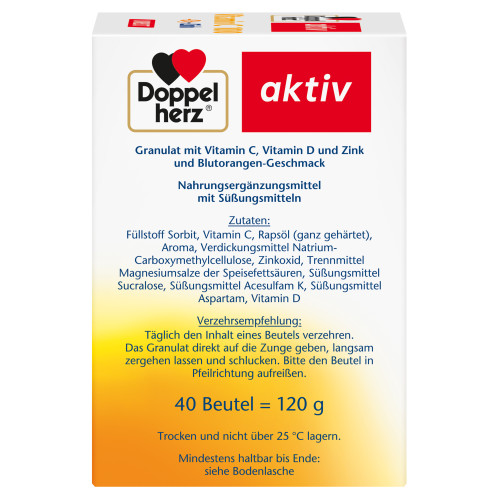 Doppelherz Vitamin C 1000+D3+Zink DIRECT, 40 Stk., Queisser Pharma GmbH & Co. KG Doppelherz Vitamin C 1000+D3+Zink DIRECT, 40 Stk., Queisser Pharma GmbH & Co. KG
