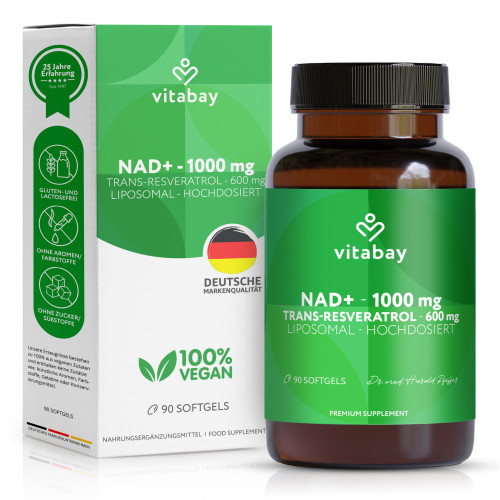 Liposomales NAD+ 1000 mg + trans-Reveratrol 600 mg, 90 Stk., Vitabay CV