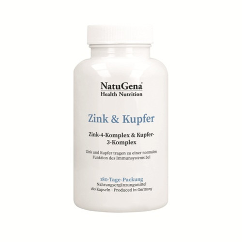 Zink & Kupfer Komplex + gepuffertes Vitamin C, 180 Stk., NatuGena GmbH